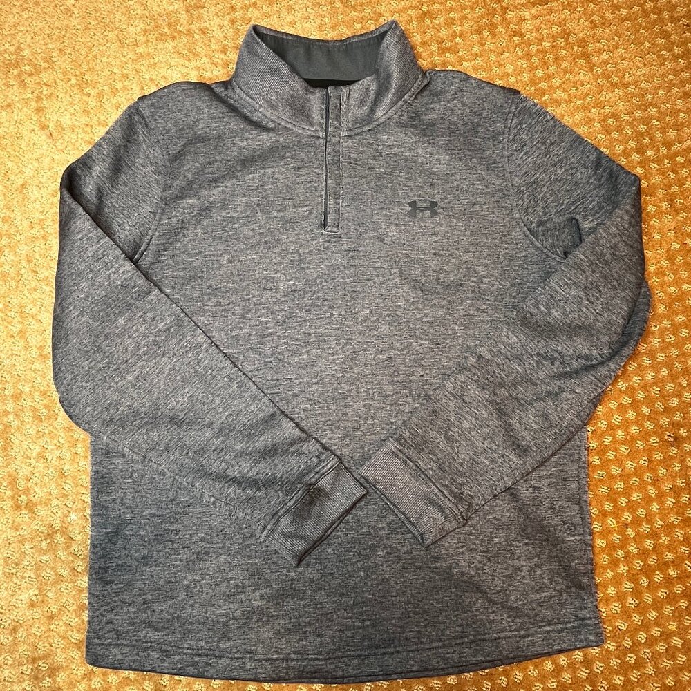 Under Armour Gray Fleece Lined Pullover Loose Fit Sweatshirt 1/4 Zip Size Large